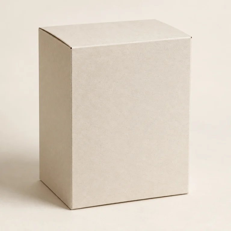 AI concept: plain ivory upright folding carton, catalog view.