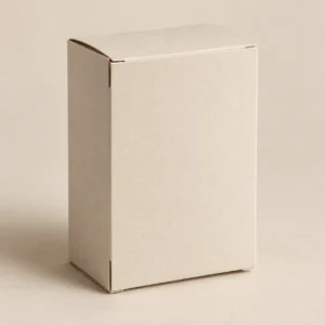 AI concept: plain ivory upright carton with tuck-end panel details, catalog view.