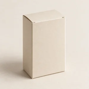 AI concept: plain ivory rectangular folding carton, catalog view.