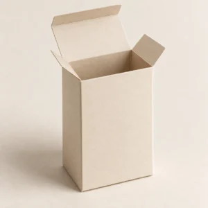 AI concept: plain ivory rectangular folding carton, alternate view.