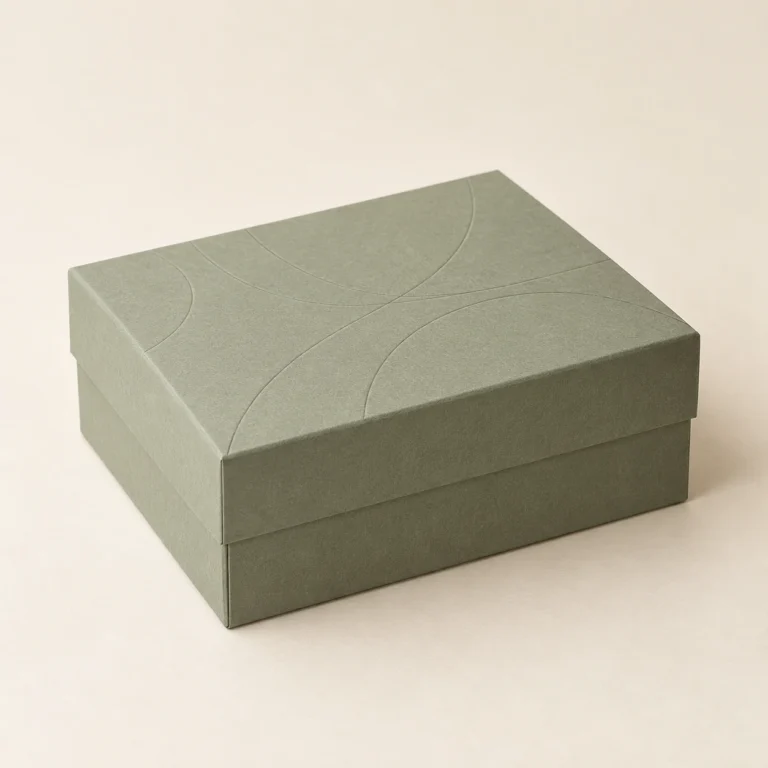 AI concept: a sage two-piece box with a separate lift-off lid and base.